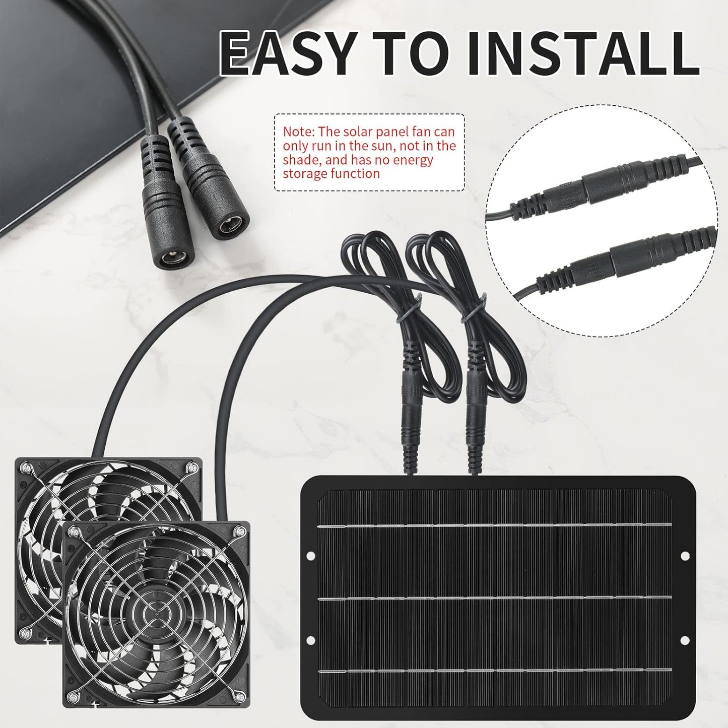 Solar Powered Fan Panel Dual Fans Kit 10w 12v Exhaust Outdoor Waterproof for Greenhouse Chicken Coop Pet House Sheds Window(1 Set) -
