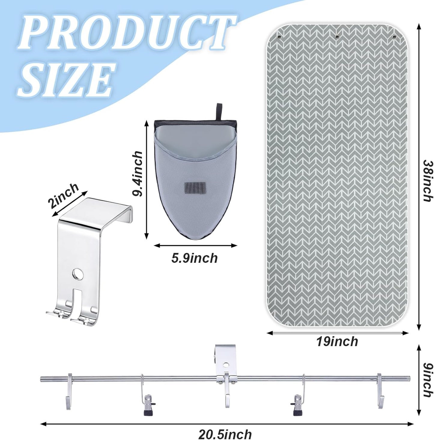 Over-the-door Steaming Station 38" x 19" Clothes Steamer with Ironing Glove 100% Cotton Cover an Aluminum Vapor Protection Layer for Home and Travel Use -