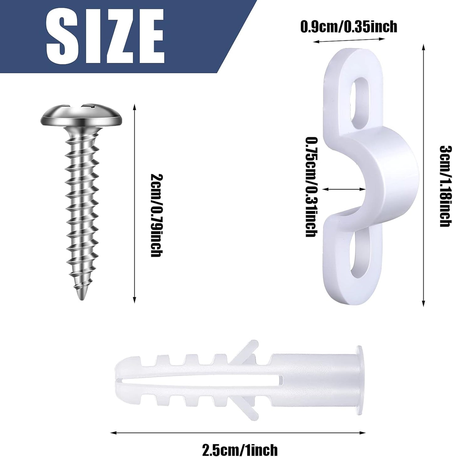 Wire Shelf Loop Clips White Plastic Screws and Expansion Tubes for Shelving (120) -
