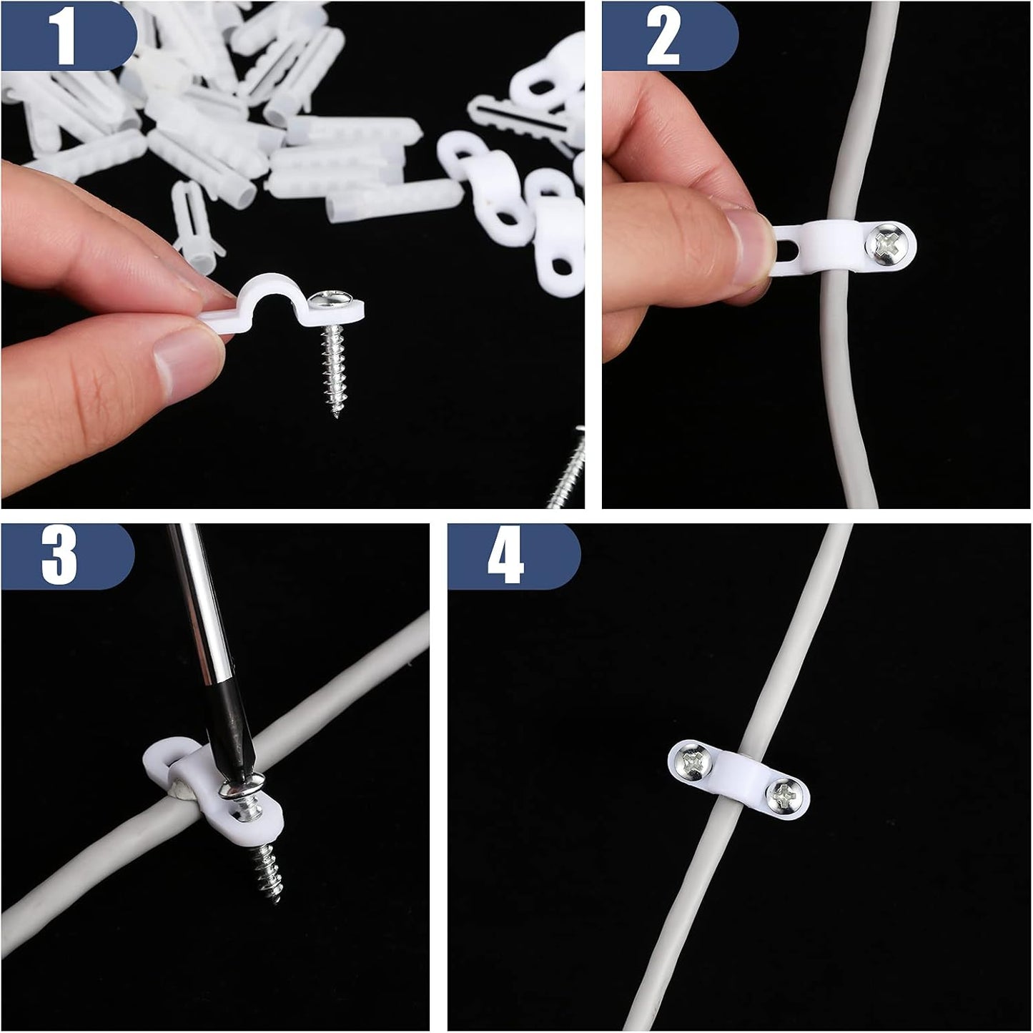 Wire Shelf Loop Clips White Plastic Screws and Expansion Tubes for Shelving (120) -