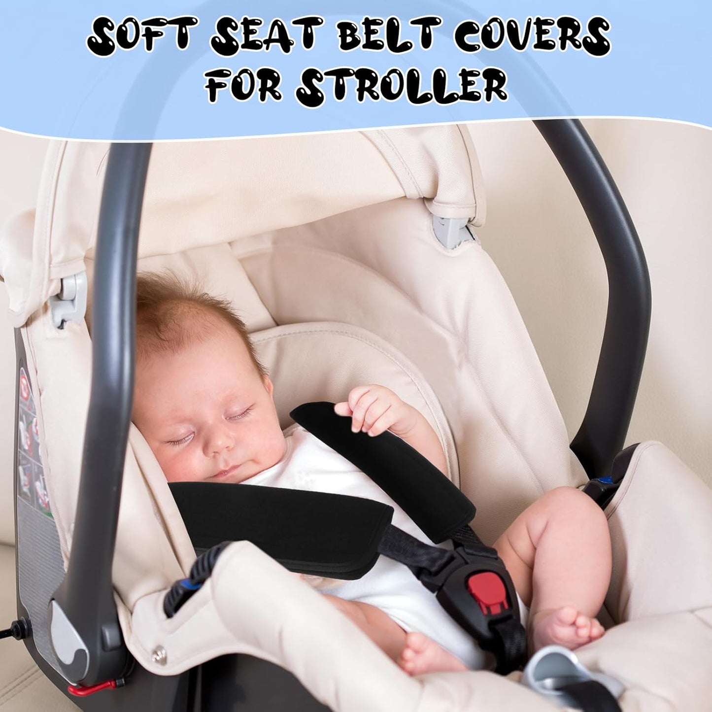 4 Pcs Baby Car Seat Belt Covers Soft Straps Shoulder Pads for Kid Infant Stroller Strap Safety Cushion Boy and Girl(Black,10.63 x 4.33 Inch) Black 10.63 Inch