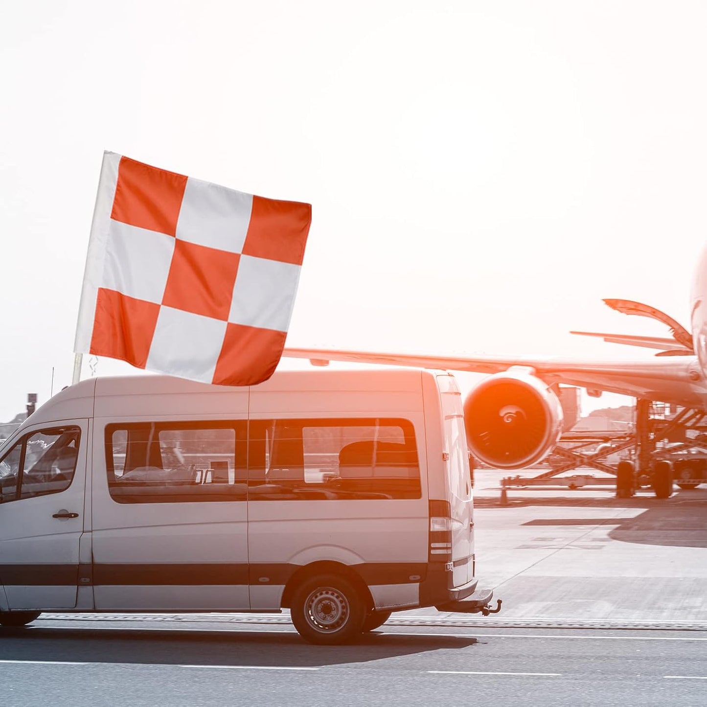 Heavy Duty Airport Flag 30 x Inch Safety Marking Flags Orange and White Checkered Racing Banner for Airfield Warning Outdoor Construction Vehicles Site Bike Truck Camping Decoration Gift -