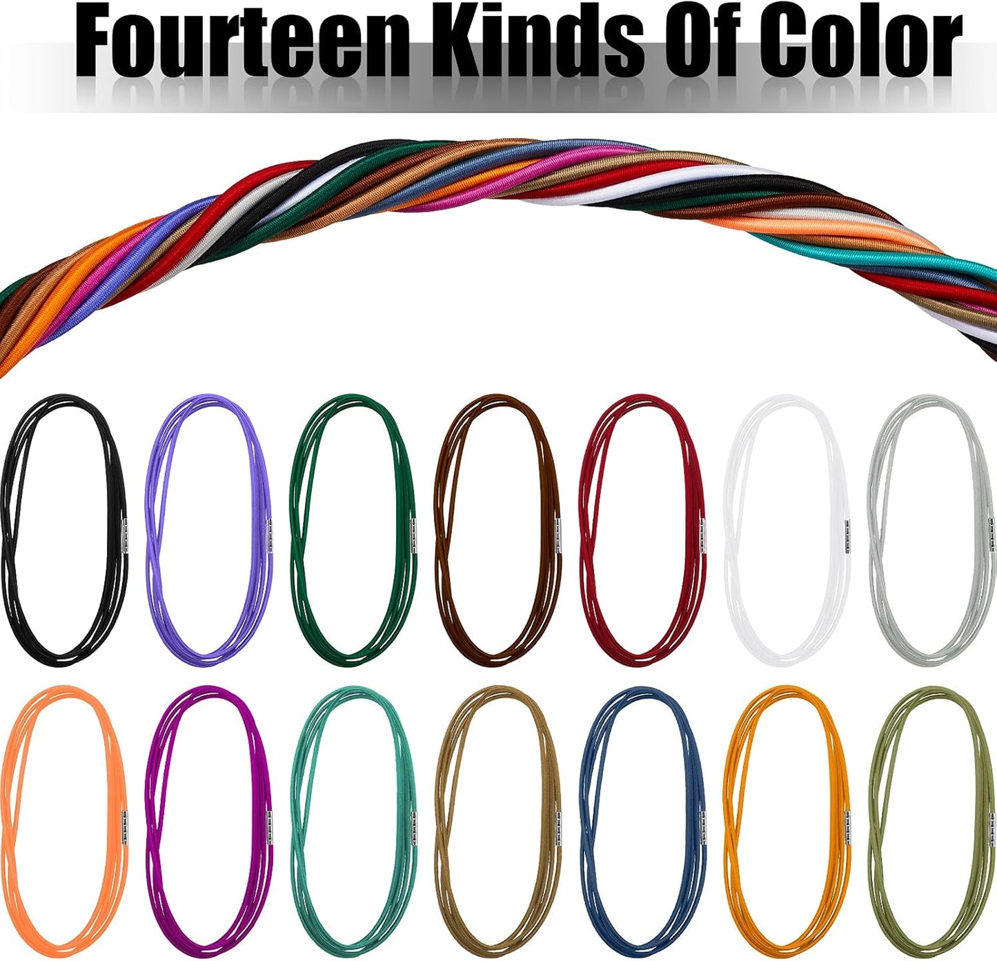 14 Pieces 4.9 Feet Trash Can Band Elastic Rubber Bands 30-64 Gallon Garbage Colorful Litter Box Loop for Outdoor, Colors -