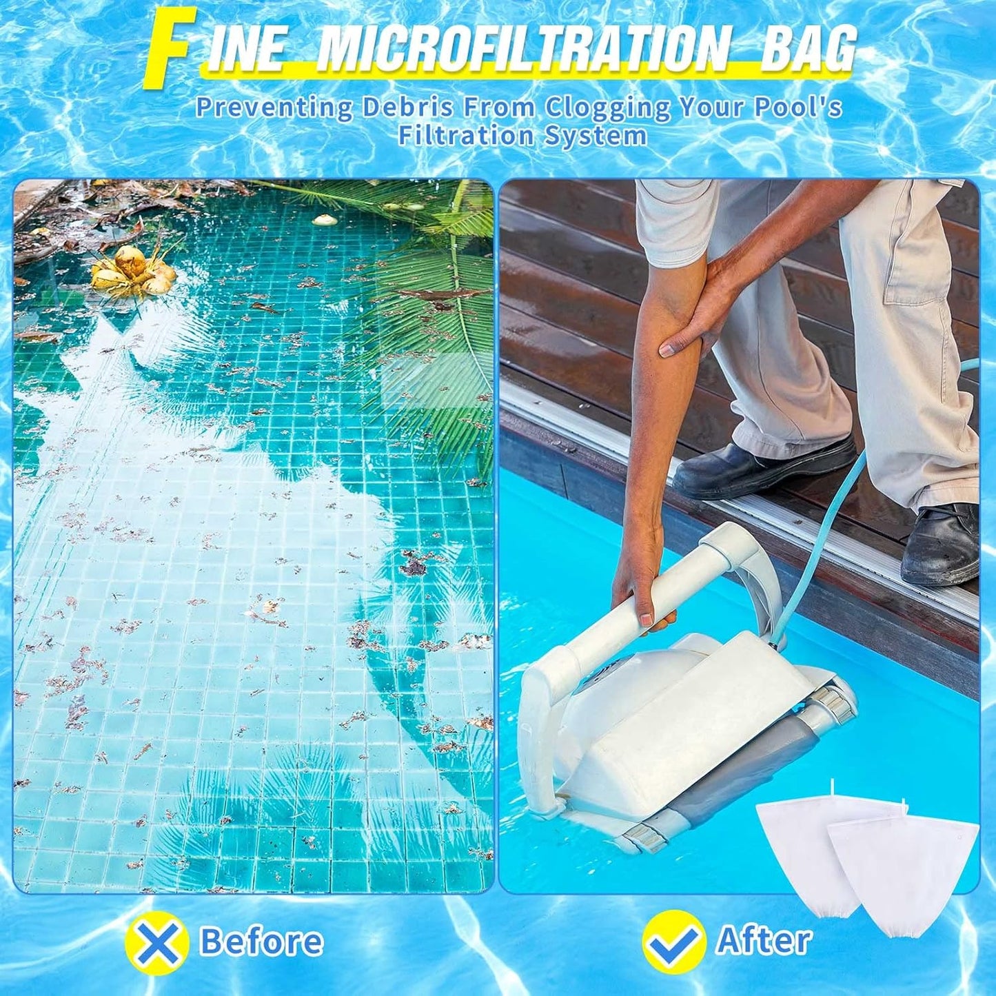 4 Pcs Pool Cleaner Fine Filter Bag Spa Part Replacement Compatible with Aquabot Products 8114 Wheeled Cleaners S2-40 S2-50 Pura 4X 5X S2-4x S2-4xi S2-5x -