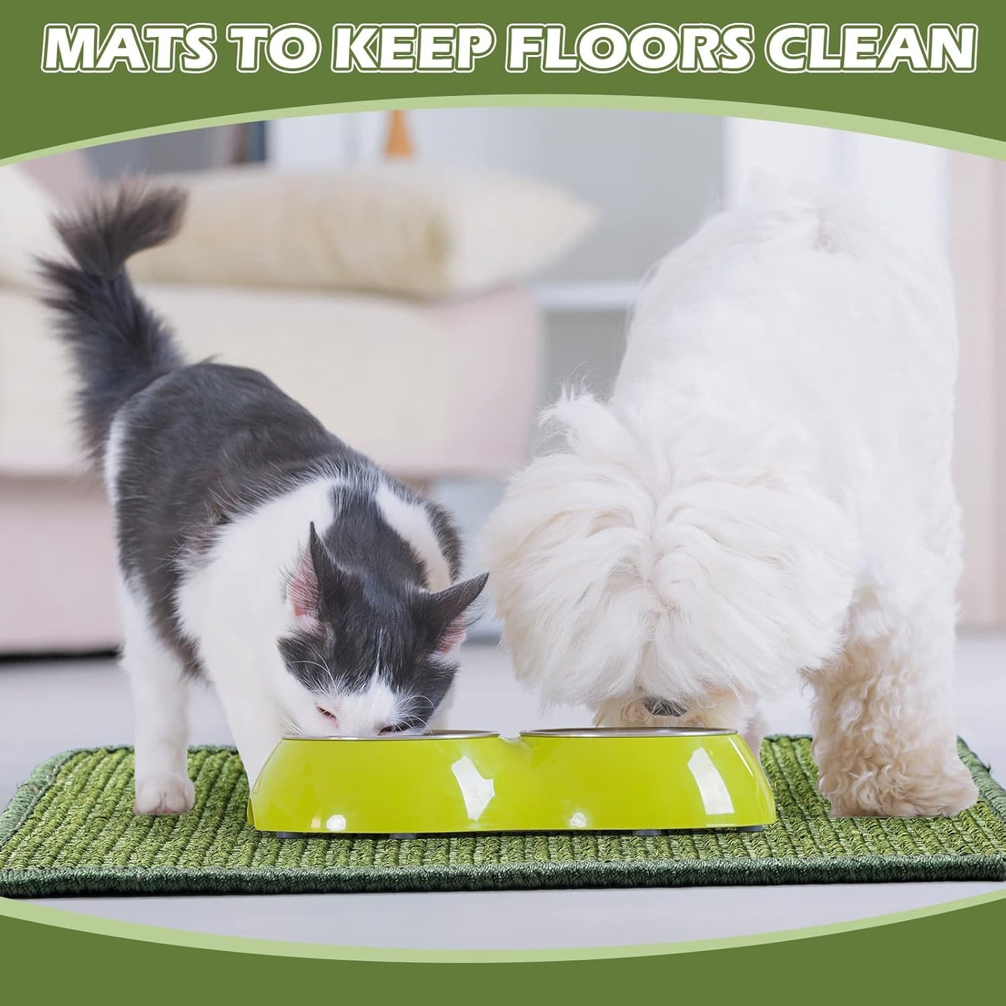 4 Pcs Cat Scratcher Mat Sisal Scratch Mats Horizontal Floor Scratching Pad Rug Fabric for Protecting Carpets Sofas and Grinding Claws Green 11.8" x 15.7" -