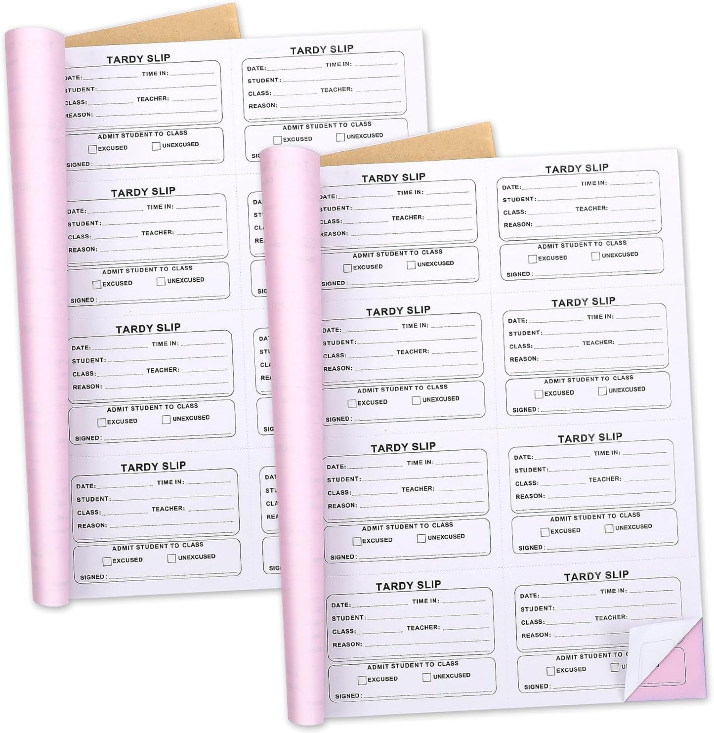 800 Pcs Tardy Slip Book with Carbonless Duplicates 3.5 x 4.3 Inch Slips Per Form Register Copy Notebook for Student Late Arrivals Easy Removal Fold and Tear(White Red) White Red -
