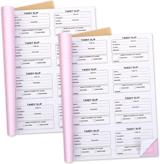 800 Pcs Tardy Slip Book with Carbonless Duplicates 3.5 x 4.3 Inch Slips Per Form Register Copy Notebook for Student Late Arrivals Easy Removal Fold and Tear(White Red) White Red -
