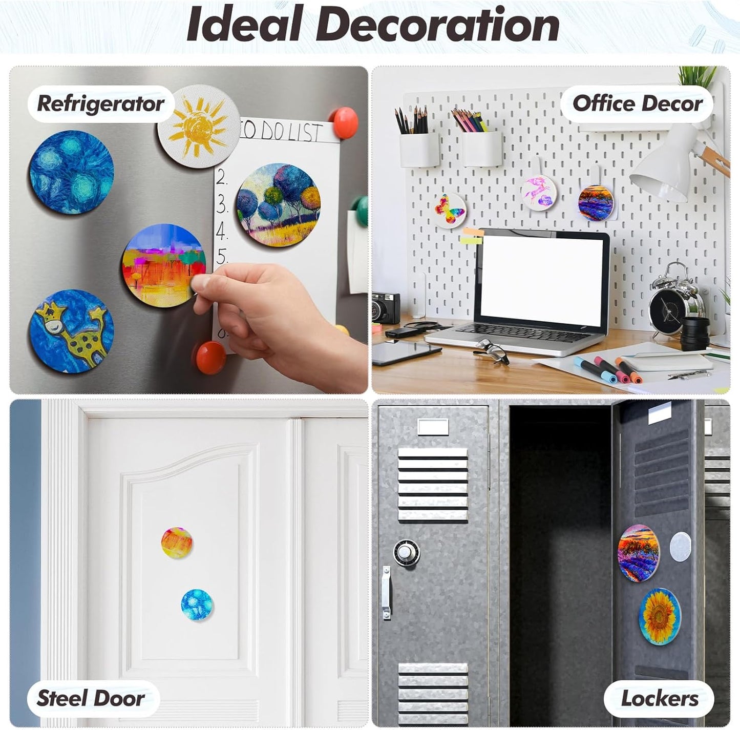 50 Pcs Magnetic Painting Canvas Panel Mini Boards for Tile Art Fridge Locker Crafts DIY(3 in,Round) - 3 in
