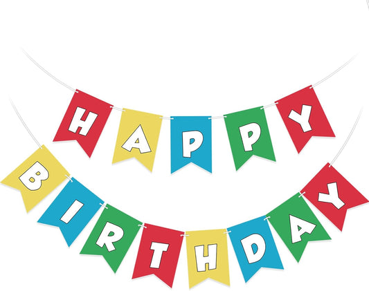 Brother Happy Birthday Cartoon Banner Colorful Game Characters Pre-strung for Kids Boys Girls Video Theme Party Decorations -