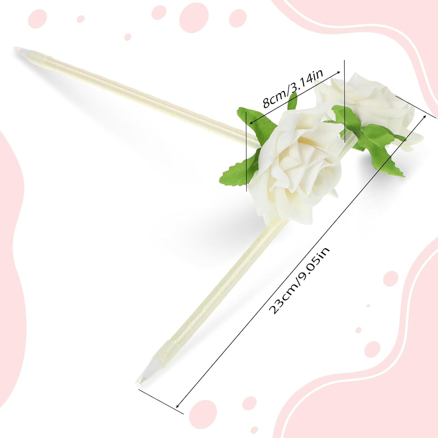 28 Pcs Valentine's Day Flower Rose Pens Valentine Gifts Artificial Floral 0.5mm Black Ink Gel Pen for Valentines Wedding Mother's Home Office Supplies(White) White -