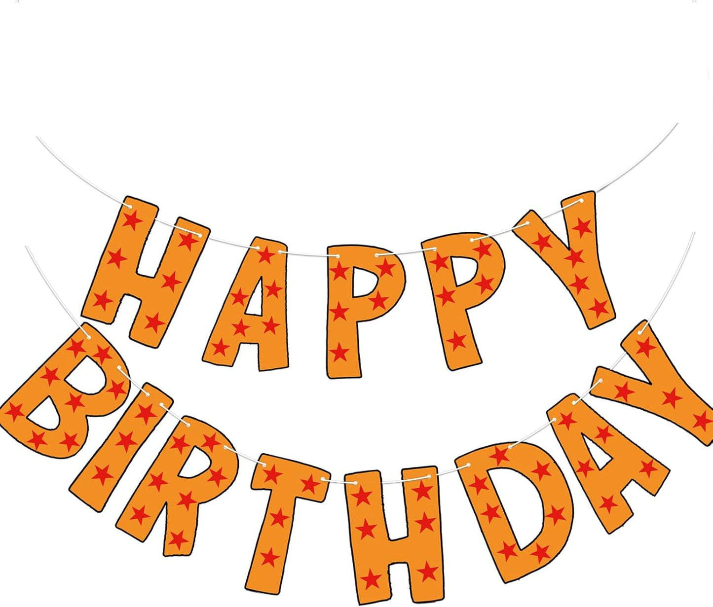 Anime Happy Birthday Banner Decorations Star Yellow Themed Cartoon Party Supplies for Boys Girls -