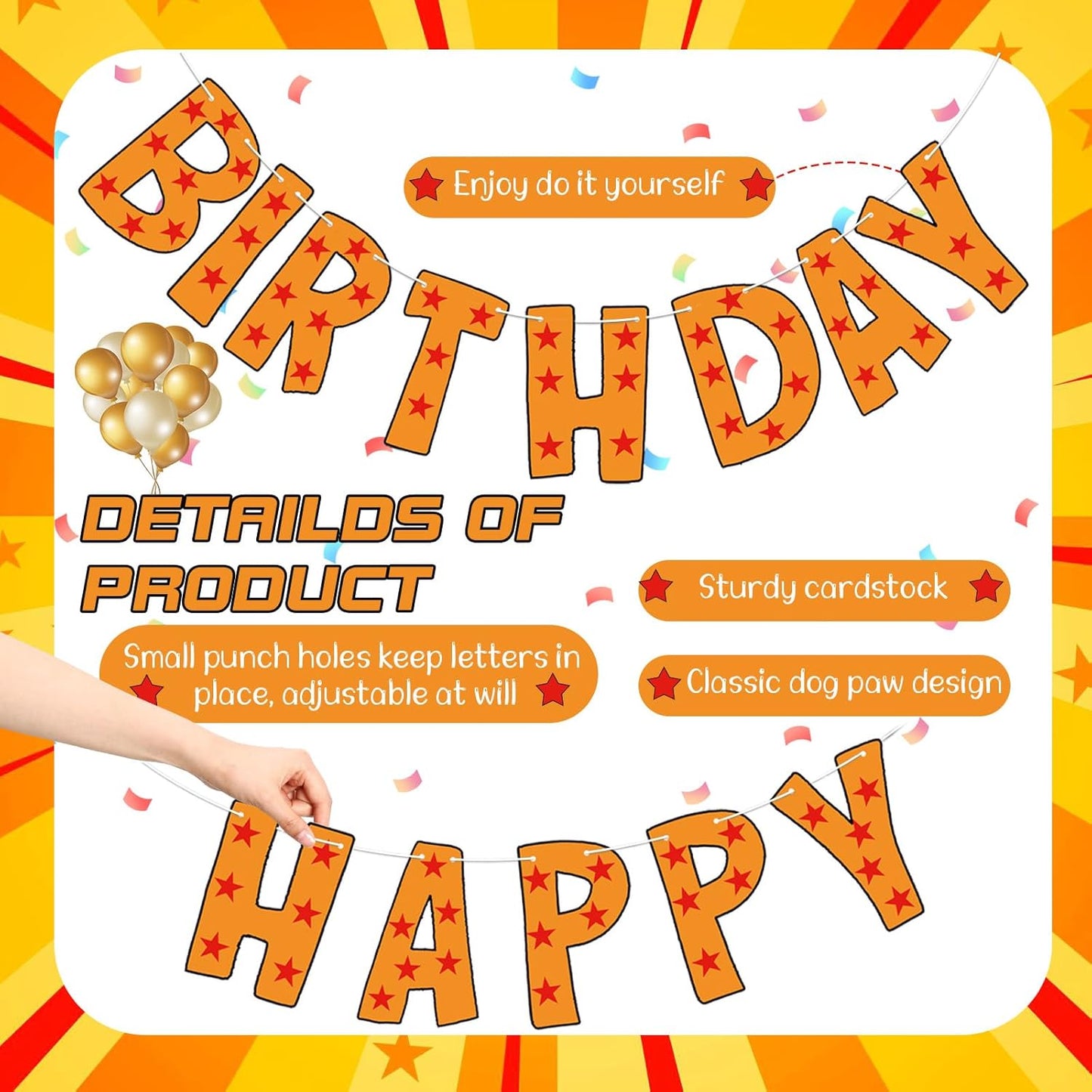 Anime Happy Birthday Banner Decorations Star Yellow Themed Cartoon Party Supplies for Boys Girls -