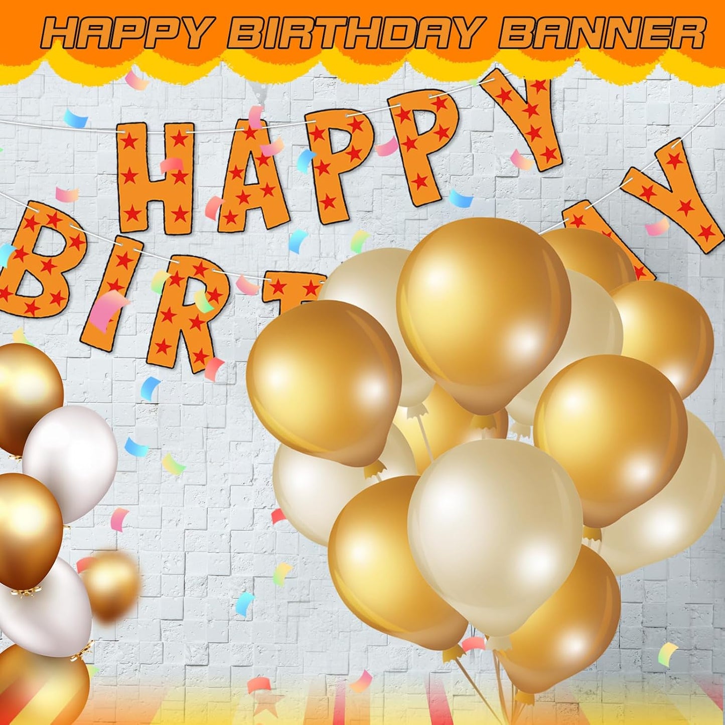 Anime Happy Birthday Banner Decorations Star Yellow Themed Cartoon Party Supplies for Boys Girls -