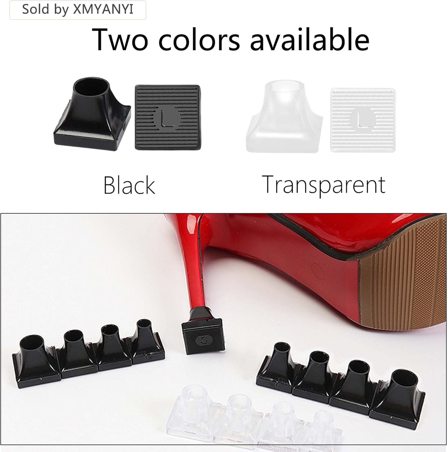 10 Pairs High Heel Protectors 5 Sizes Repair Caps Covers & Stoppers Cover Replacement Tip for Outdoor Weddings/Stop Sinking at Grass/Gravel/Bricks and Cracks Black,clear -