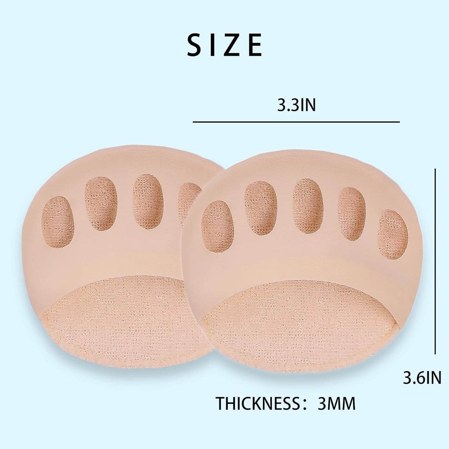 Metatarsa Foot Pads(3pairs) Reusable Soft Ball of Cushions Forefoot Pads for Women Prevention Pain Relief Honeycomb Fabric Black-beige-white -