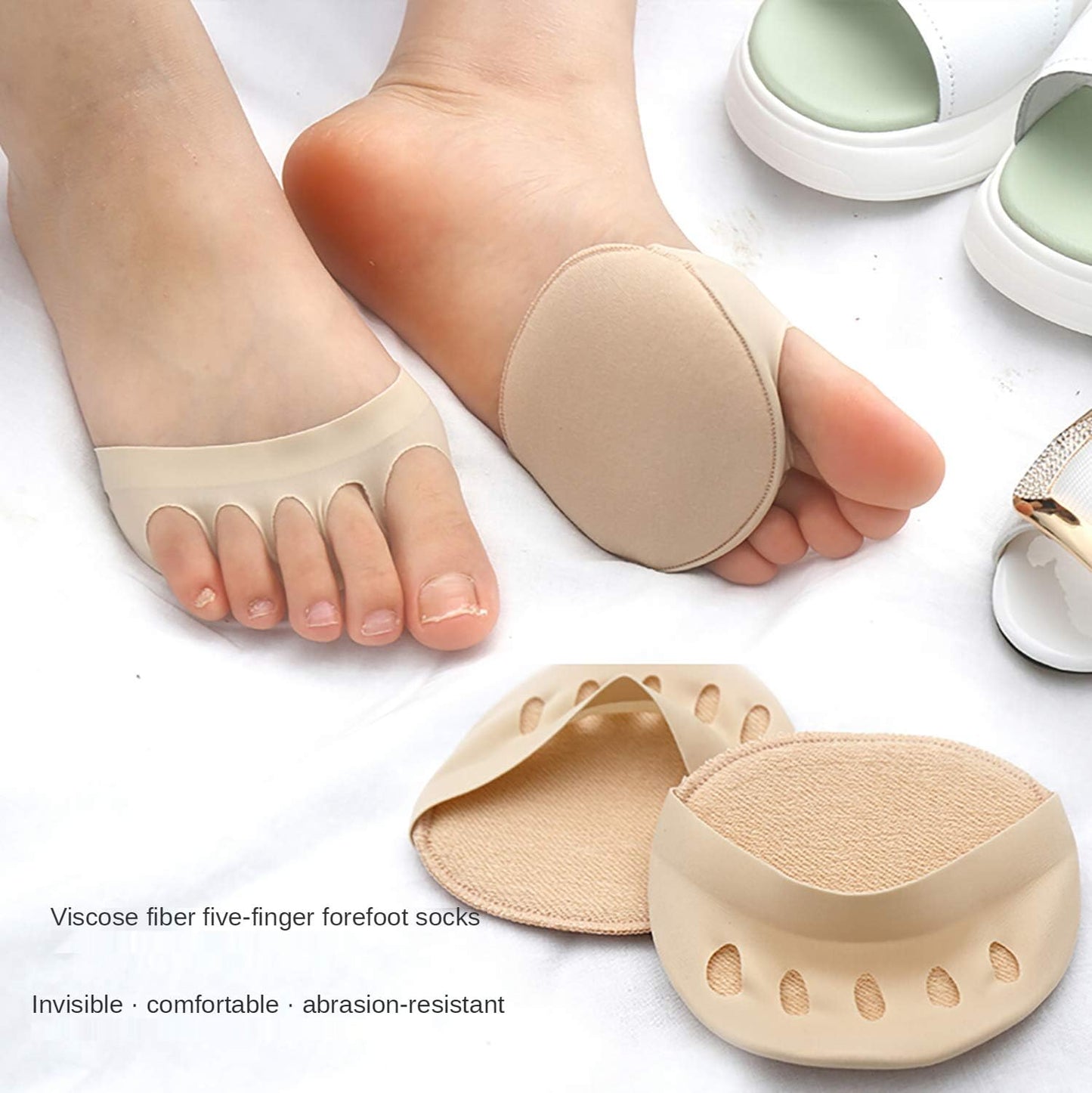 Metatarsa Foot Pads(3pairs) Reusable Soft Ball of Cushions Forefoot Pads for Women Prevention Pain Relief Honeycomb Fabric Black-beige-white -