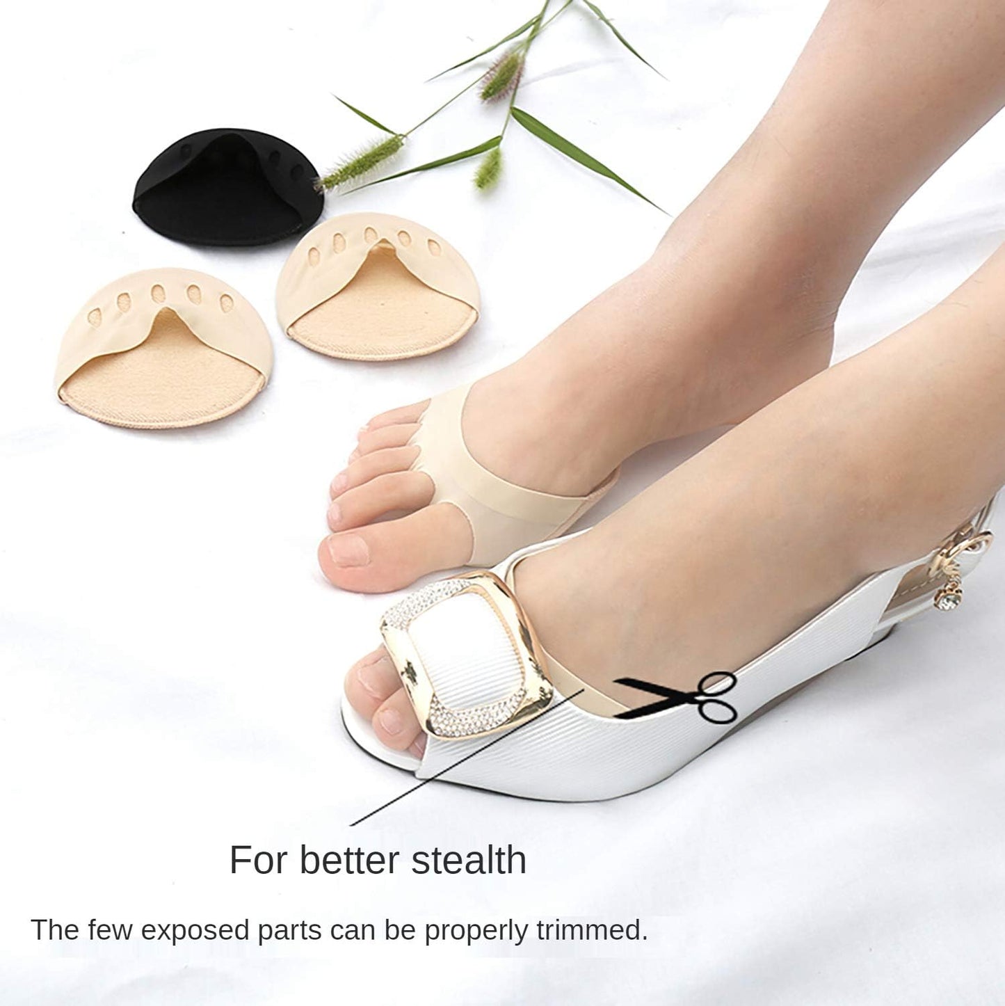Metatarsa Foot Pads(3pairs) Reusable Soft Ball of Cushions Forefoot Pads for Women Prevention Pain Relief Honeycomb Fabric Black-beige-white -