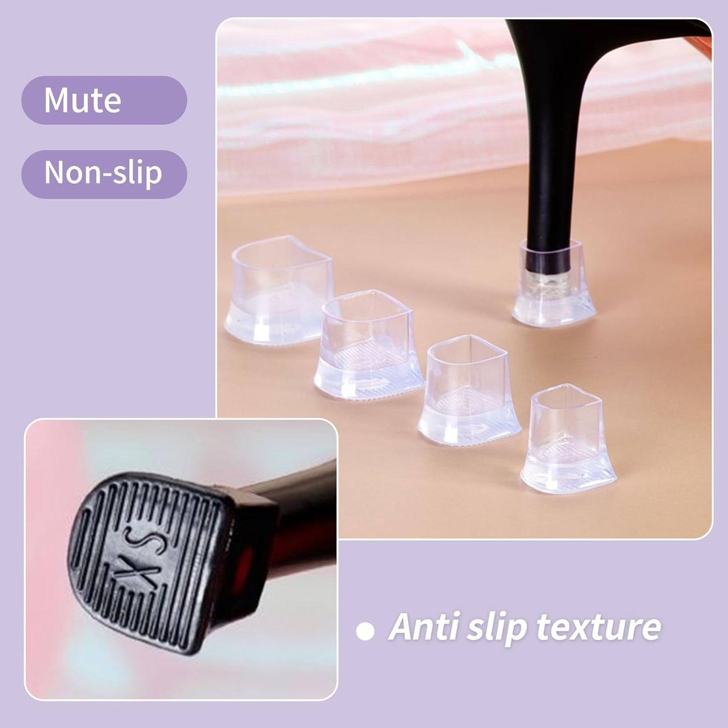 6Pairs Heel Cap Protectors,6Sizes Stoppers Heels Repair Caps, Anti-Noise Covers for High Outdoor Black 6 Sizes(2X-Small, XX, XS, S, M, L)