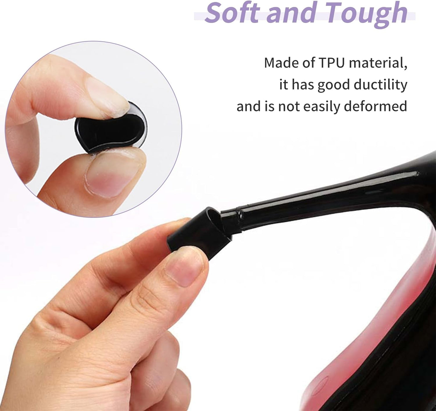 6Pairs Heel Cap Protectors,6Sizes Stoppers Heels Repair Caps, Anti-Noise Covers for High Outdoor Black 6 Sizes(2X-Small, XX, XS, S, M, L)