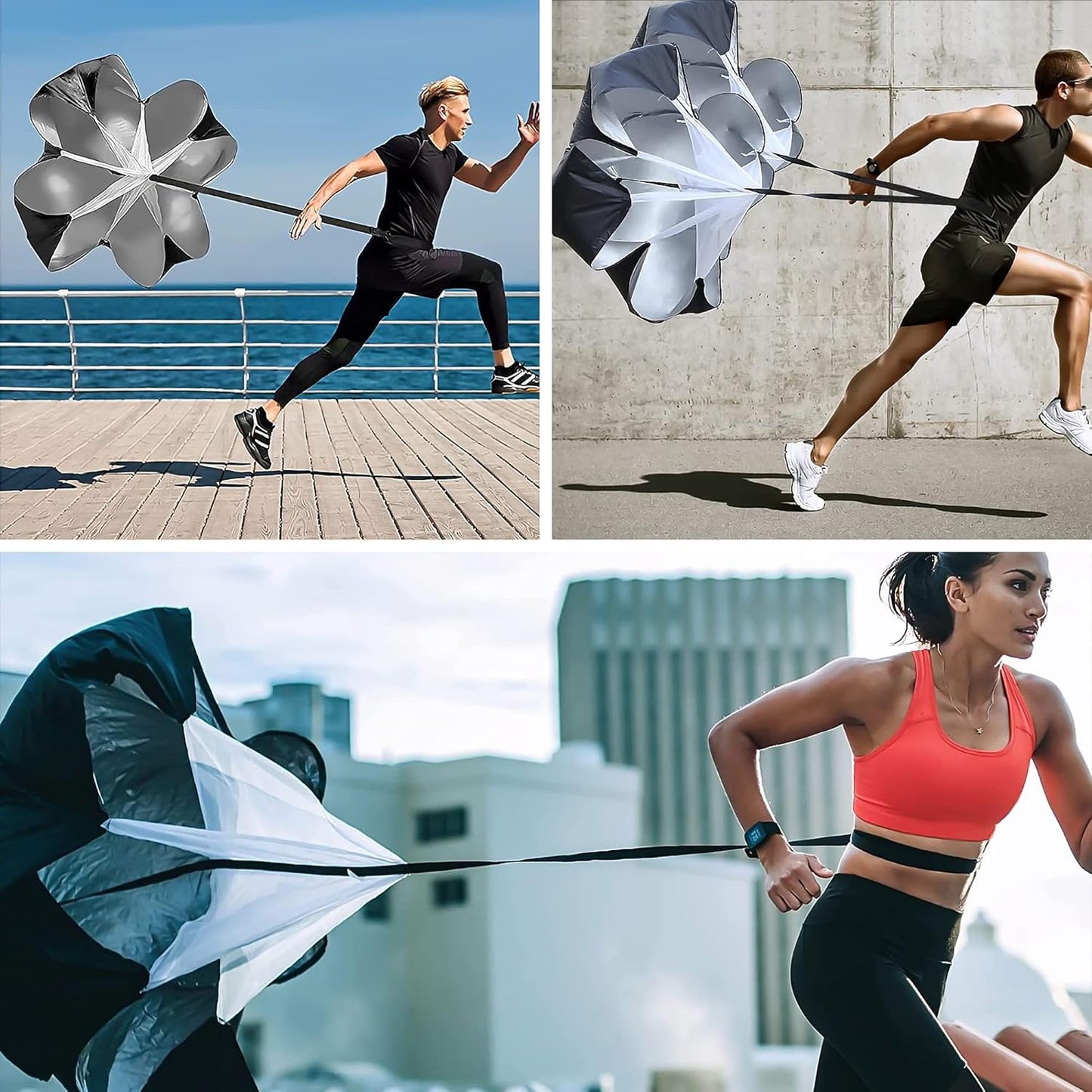Running Parachute Speed Training 56 inch Resistance for Kids Youth and Adults Weight Bearing Fitness Core Strength 2 Umbrella -