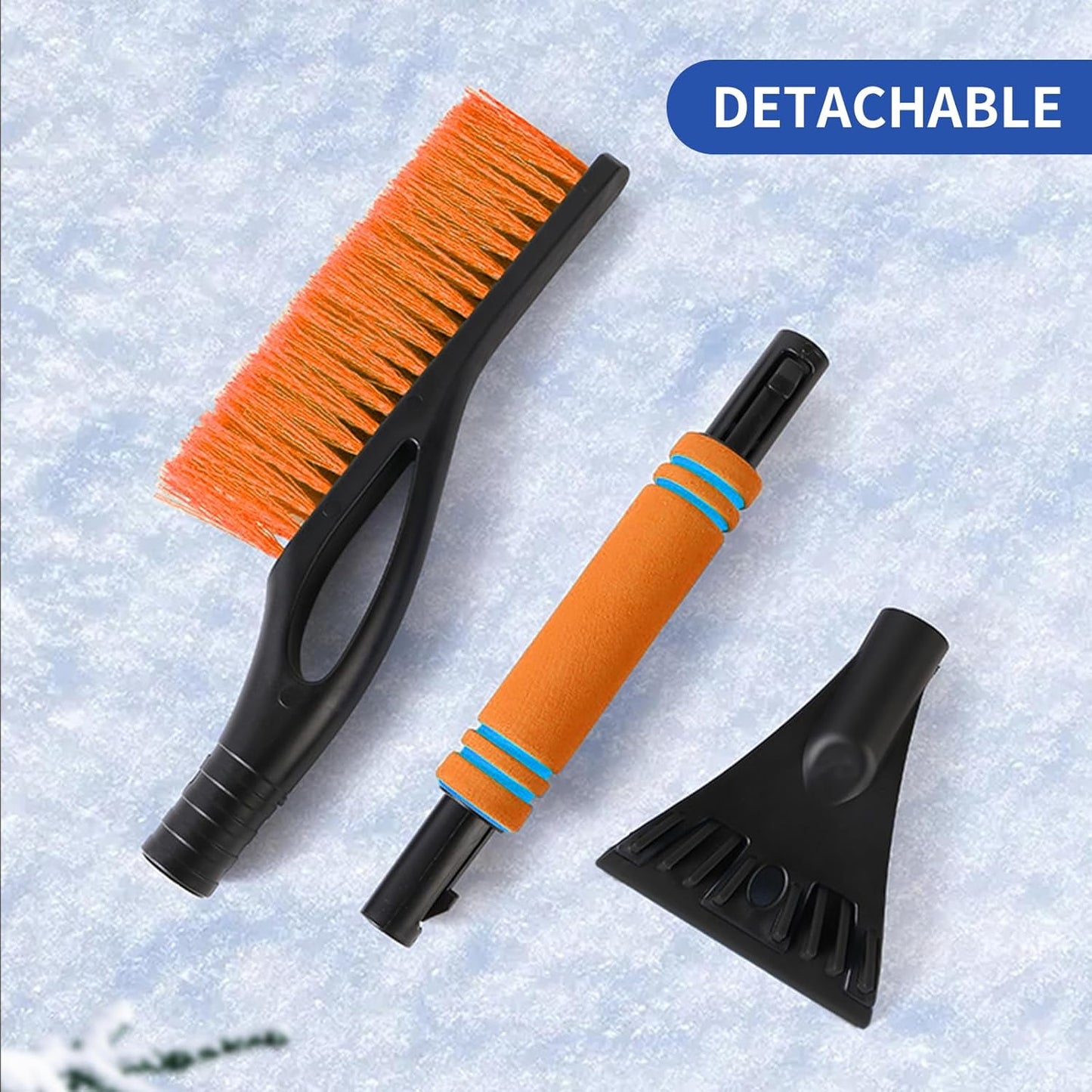 26.7" Snow Brush & Ice Scraper for Car Windshield, 2 in 1 with Squeegee, Detachable Removal Tool Comfortable Ergonomic Foam Grip Cars, Suvs, Trucks, RVs -