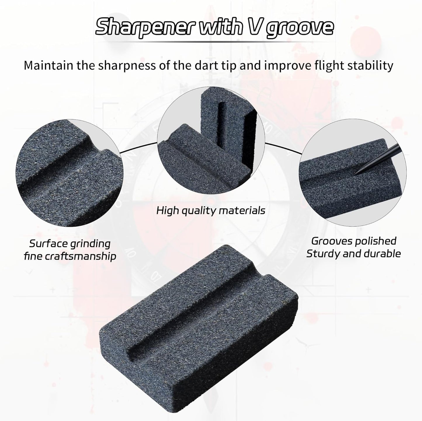 Darts V-Sharp Sharpening Stone,Dart Sharpener,Easy polishing and deburring, Long-Lasting Sharpness,Dart Accessories (4 Pack) -