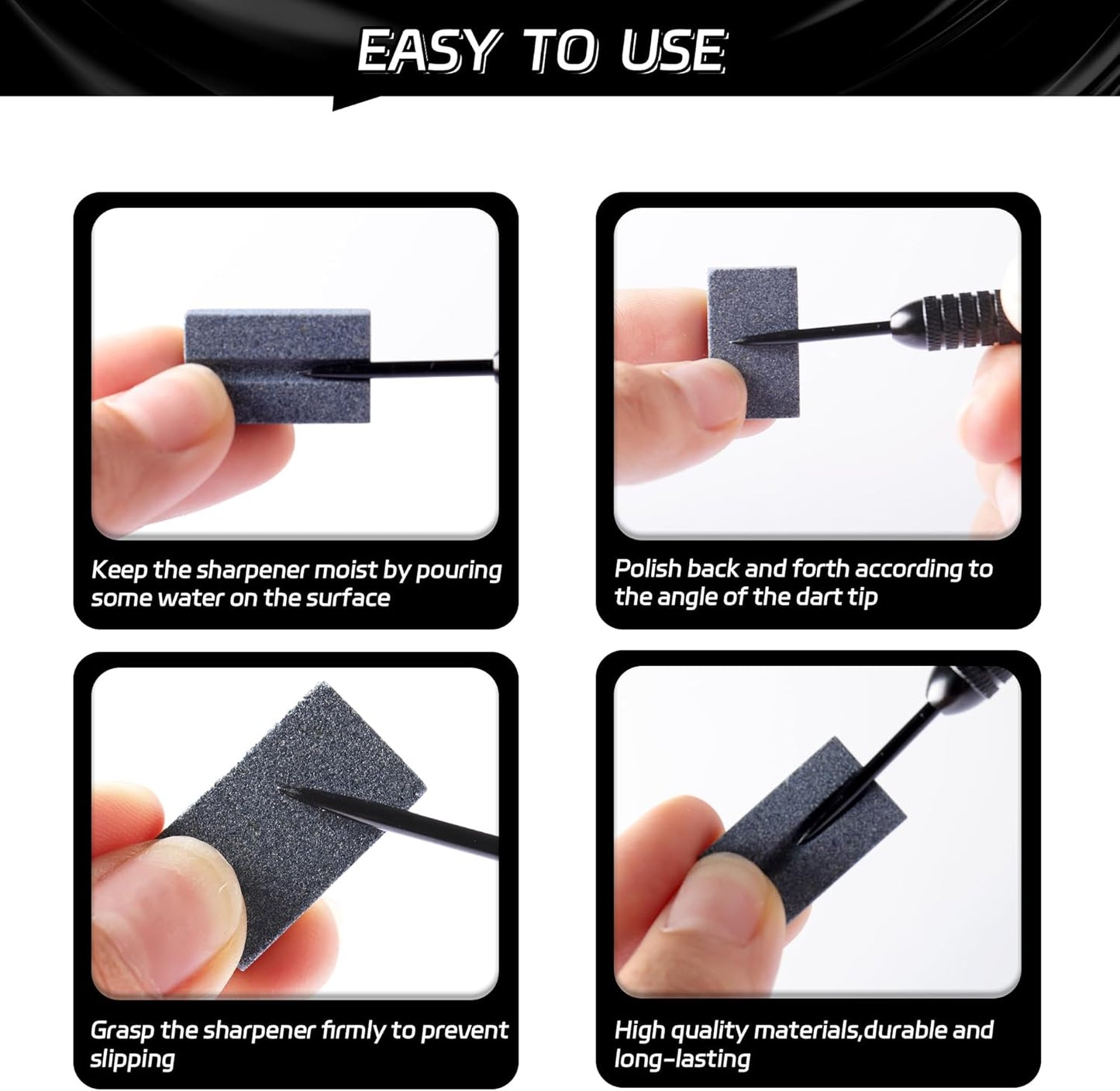 Darts V-Sharp Sharpening Stone,Dart Sharpener,Easy polishing and deburring, Long-Lasting Sharpness,Dart Accessories (4 Pack) -