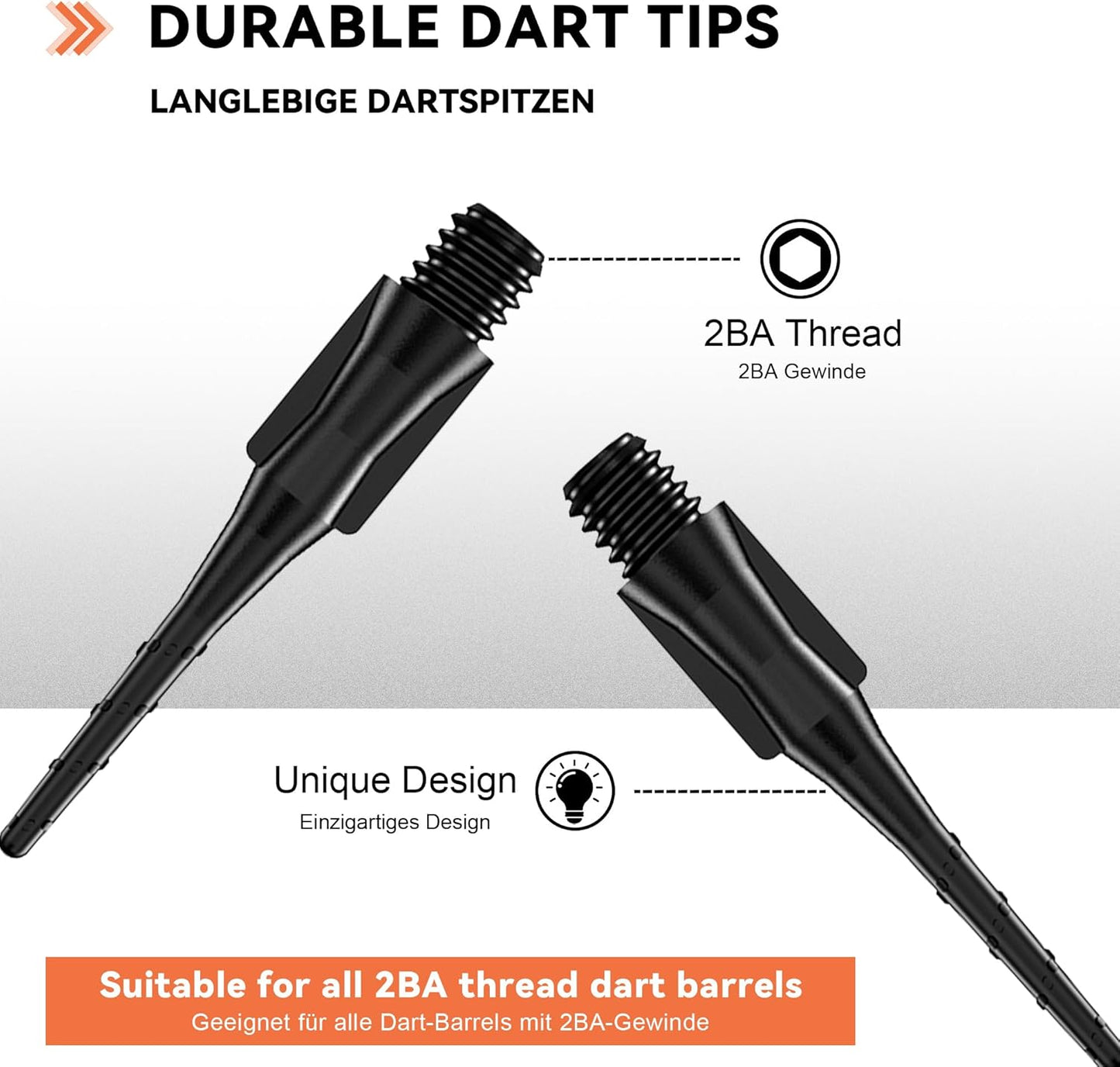 Fit Point Plus Tip | Soft Dart Points 2BA Thread Accessory 50 Count -
