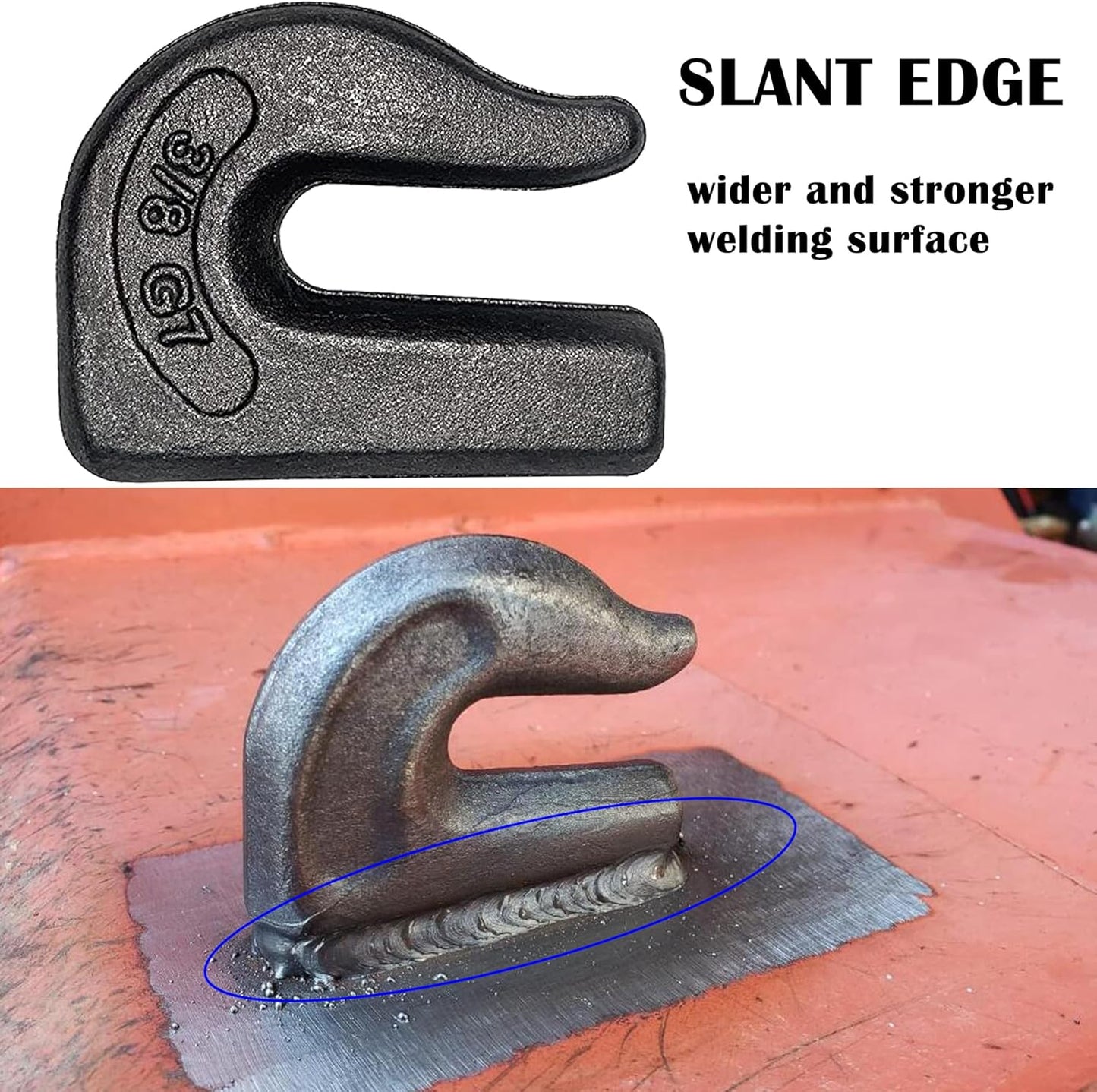 Weld On Grab Chain Hook,3/8" Hooks,Grade 70 Load Limit: 6600 lbs,for Welded onto Tractors or excavators -
