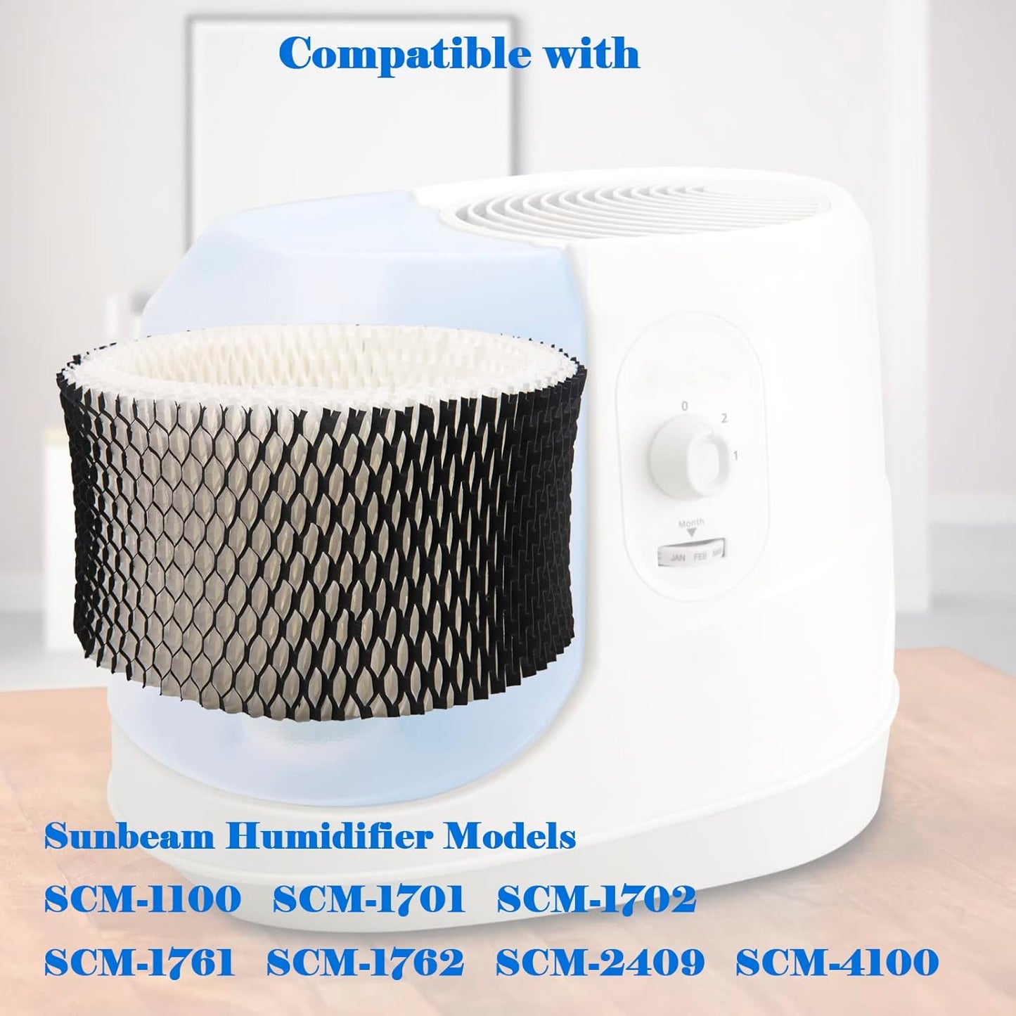 HWF62 Humidifier Filter Replacement, Compatible with for HWF62CS HWF62D SF212, Fits Sunbeam Models SCM1100, SCM1701, SCM1702, SCM1762(4 Pcs) -