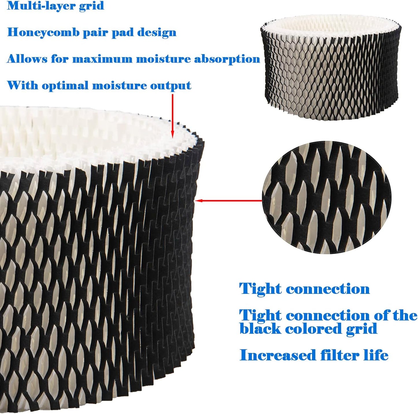HWF62 Humidifier Filter Replacement, Compatible with for HWF62CS HWF62D SF212, Fits Sunbeam Models SCM1100, SCM1701, SCM1702, SCM1762(4 Pcs) -