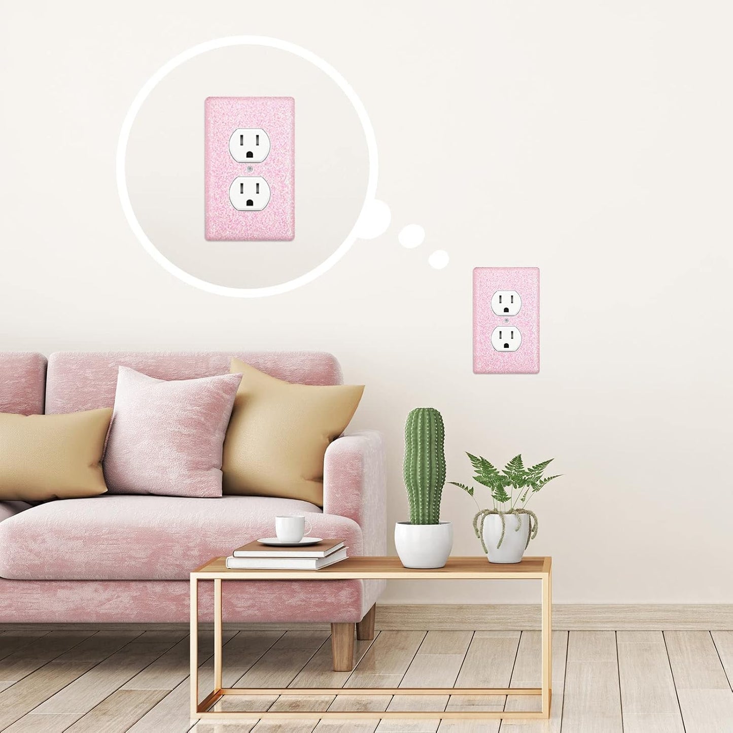 4 Pcs Glitter Light Switch Covers Bling Outlet Wall Plate Preppy Gift for Nursery Decor Women Teens Room Decor(Pink) Pink -