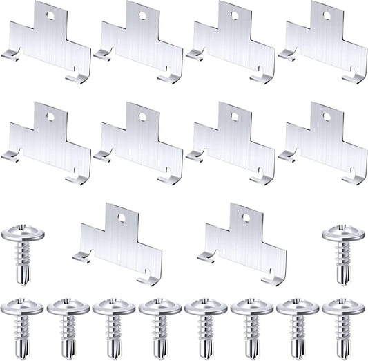 10 Pcs Recessed Light Clips Downlight Housing C Retrofit for with Self Tapping Screws Metal Down Resistant to Corrosion Rust Fixture Accessories Silver -