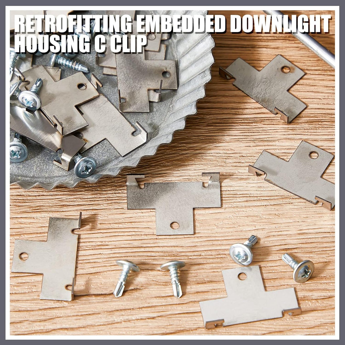 10 Pcs Recessed Light Clips Downlight Housing C Retrofit for with Self Tapping Screws Metal Down Resistant to Corrosion Rust Fixture Accessories Silver -