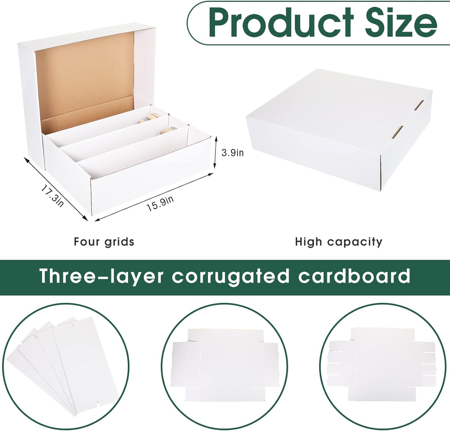 1 Pcs 3200 Count Sports Card Storage Boxes White Trading Box Collectible for Soccer Baseball Game -