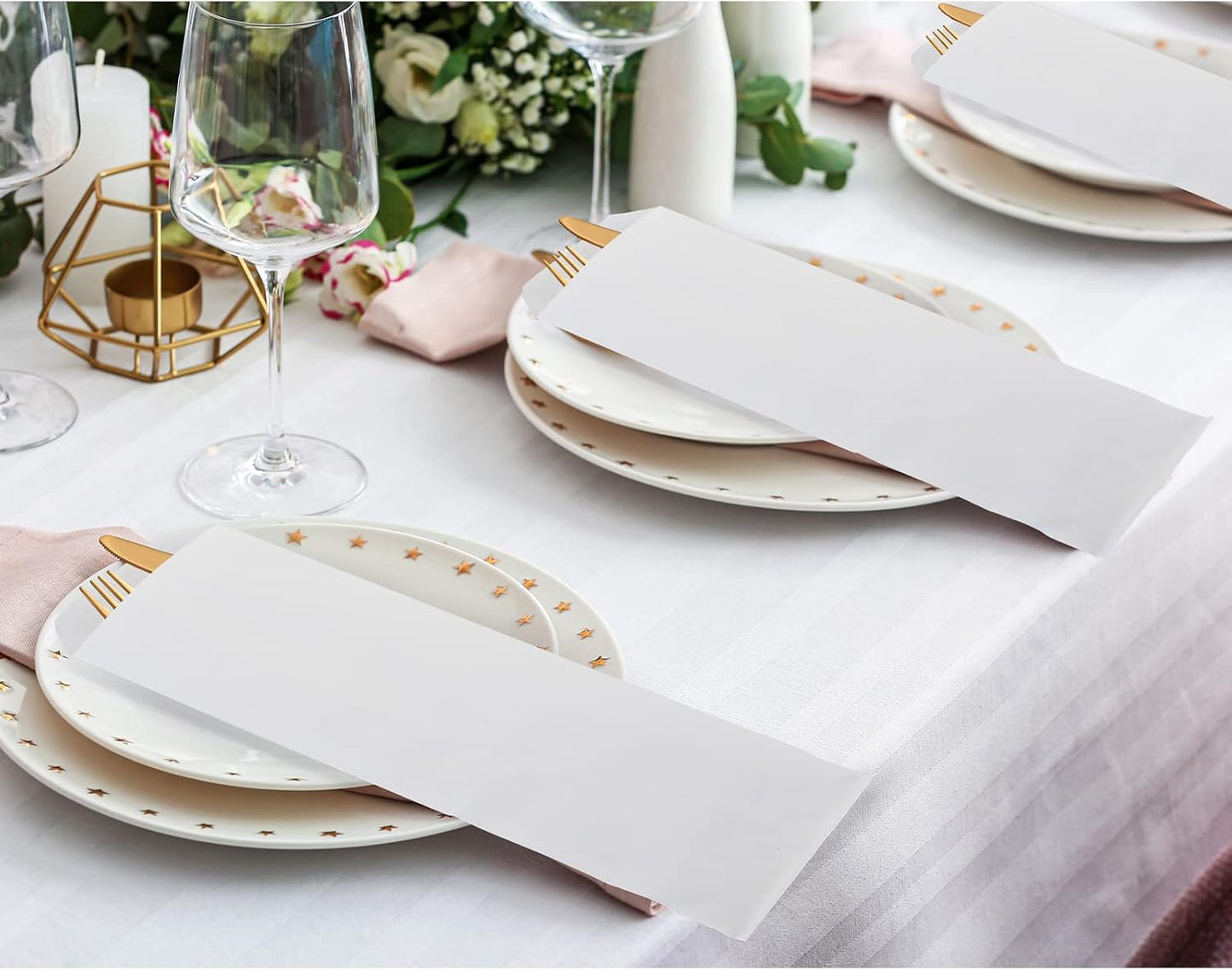 1000 Pieces White Silverware Bags Churro 3 x 10 Inch Kraft Sleeves Paper Utensil for Kitchen Cutlery Oilproof Pretzel Rod Cookies Bakery Treats -