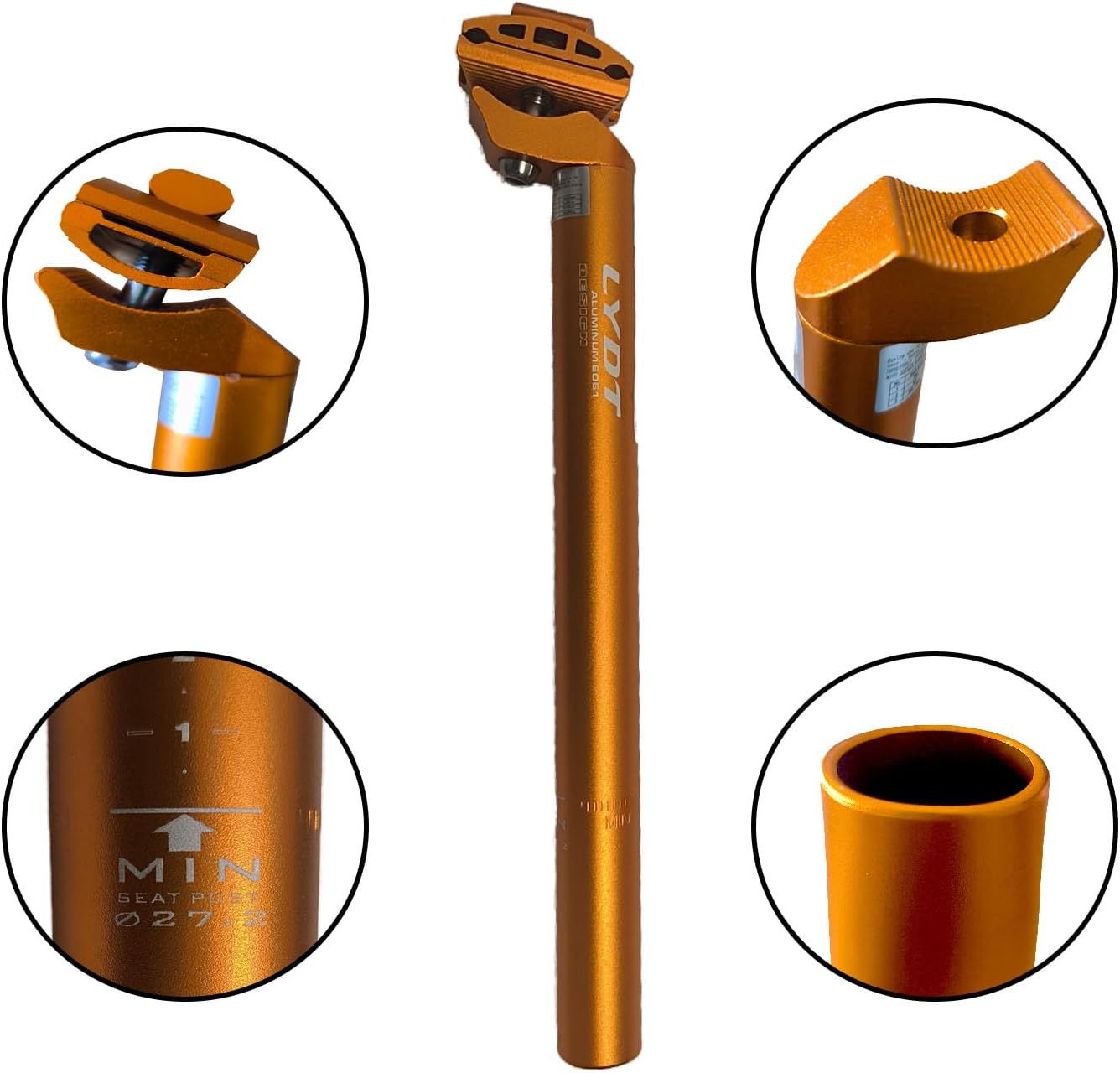 Bicycle Seatpost 27.2mm Alluminium Alloy Seat Post with Adjust Clamp for MTB Mountain Bike Road 27.2x300mm