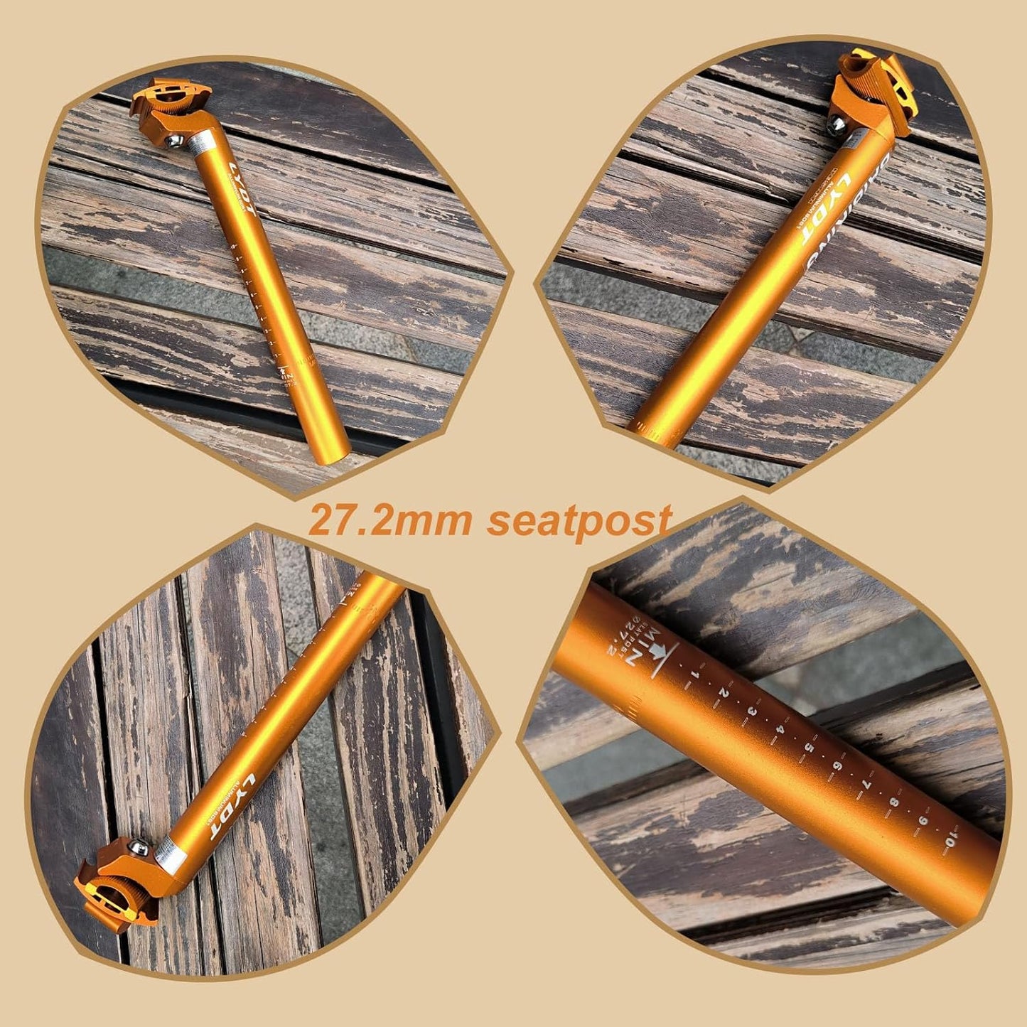 Bicycle Seatpost 27.2mm Alluminium Alloy Seat Post with Adjust Clamp for MTB Mountain Bike Road 27.2x300mm