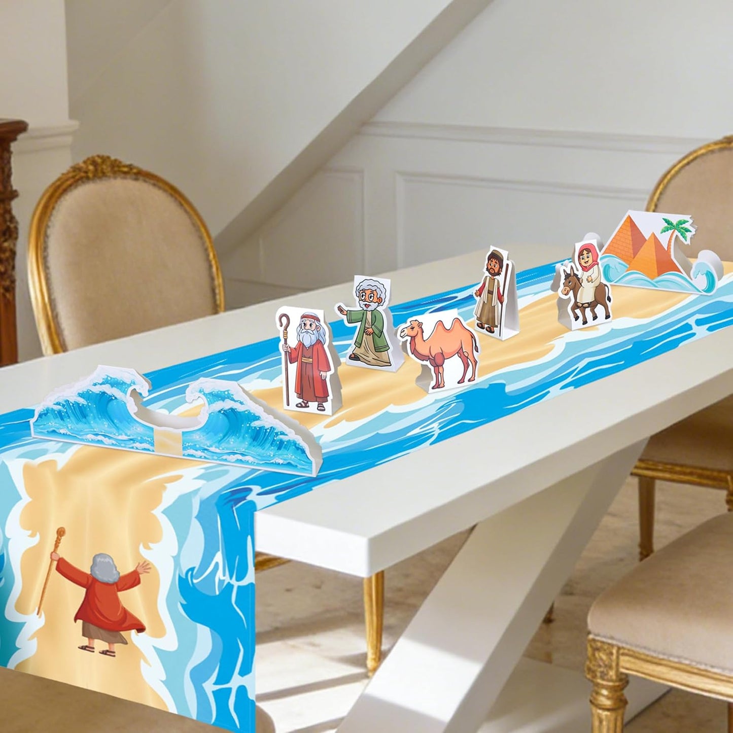 Passover Table Centerpiece Runner Jewish Pesach Decorations Moses The Red Sea Tabletop Signs Decor for Seder Festival Home Party Supplies