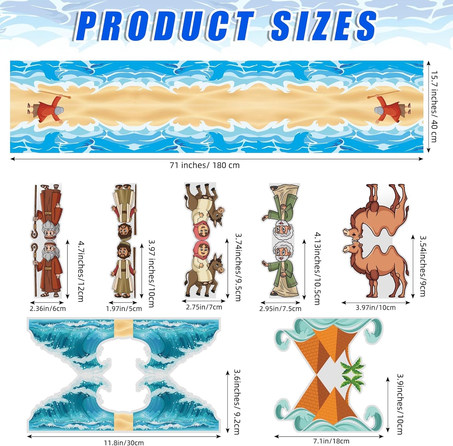 Passover Table Centerpiece Runner Jewish Pesach Decorations Moses The Red Sea Tabletop Signs Decor for Seder Festival Home Party Supplies