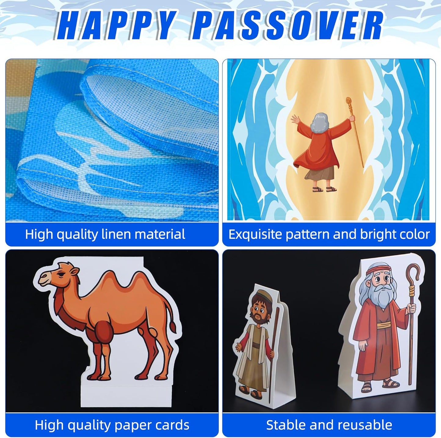 Passover Table Centerpiece Runner Jewish Pesach Decorations Moses The Red Sea Tabletop Signs Decor for Seder Festival Home Party Supplies