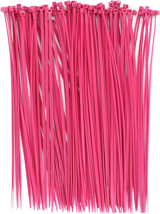 Colorful Cable Zip Ties, 100 Packs Self Locking Wire Perfect for Home, Office, Garage and Workshop (Pink, 8 Inch) Pink Inch