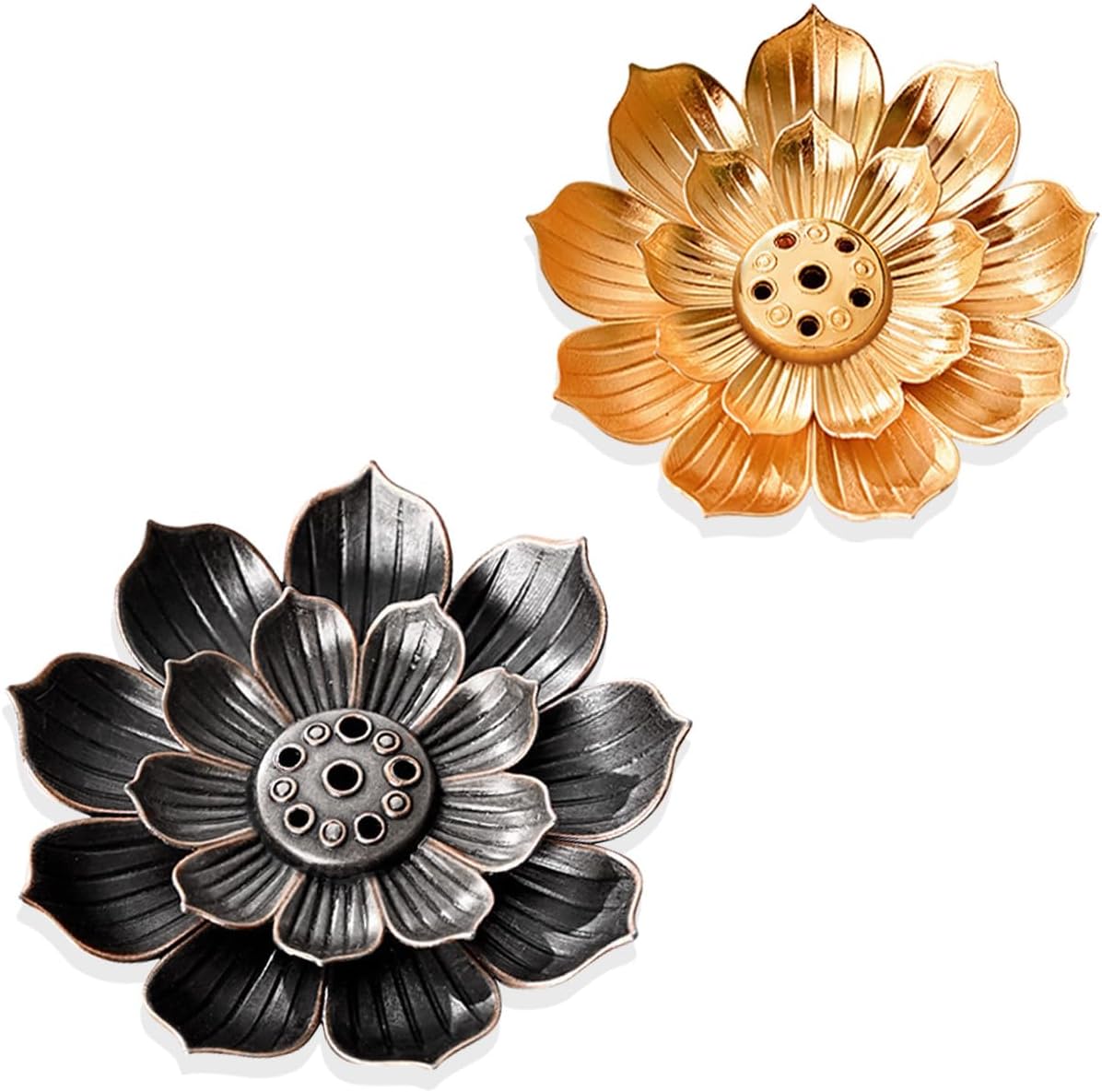 Lotus Incense Holder - Multi Porous Line Fragrance Base Ornament, Ash Catcher for Stick/Cone/Coil Incense, Home Décor Accessory(2 Pcs)