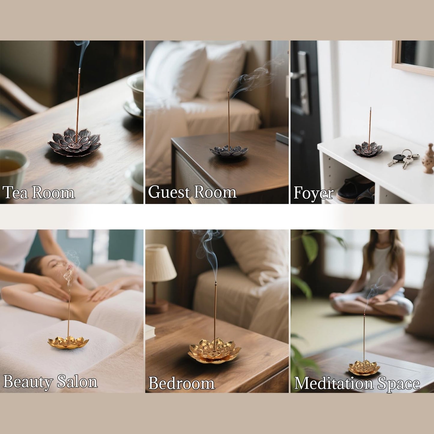 Lotus Incense Holder - Multi Porous Line Fragrance Base Ornament, Ash Catcher for Stick/Cone/Coil Incense, Home Décor Accessory(2 Pcs)