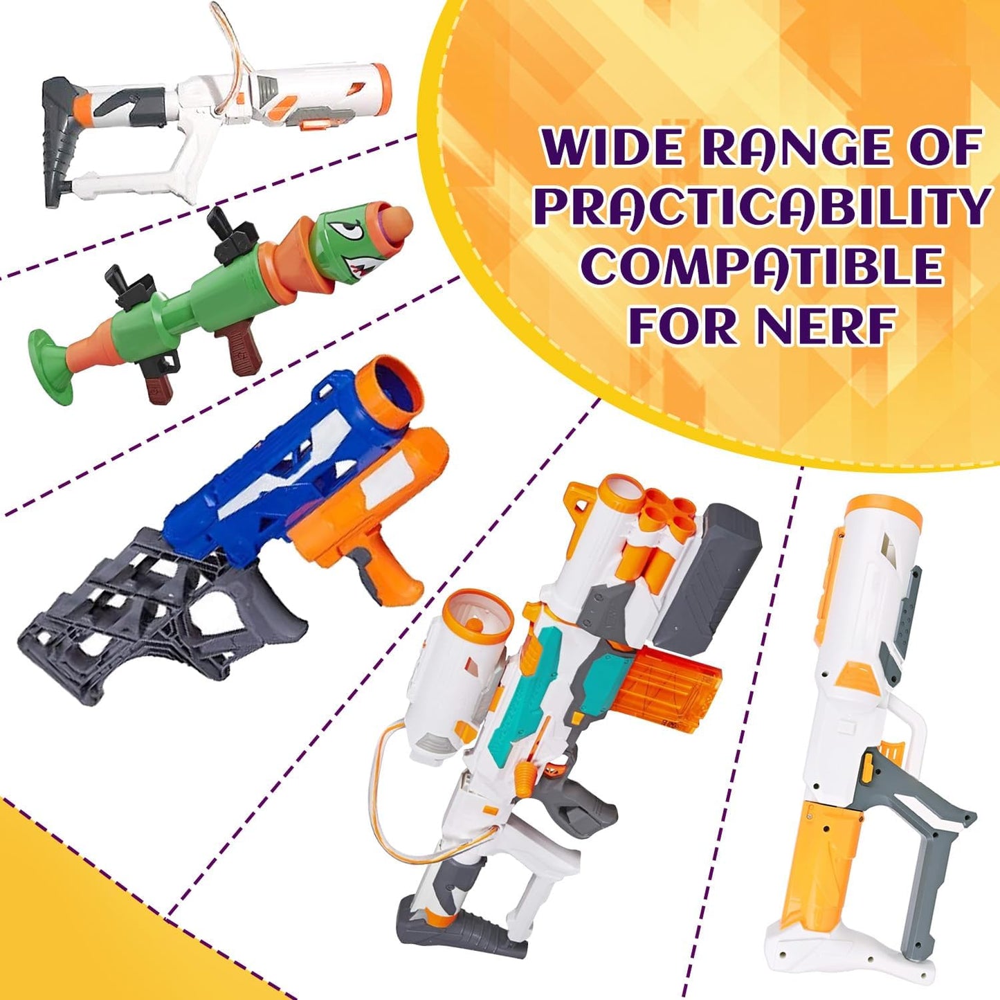 Missile Filled Foam Rocket Launcher Compatible for Nerf N-Strike Elite Series 10pcs,purple