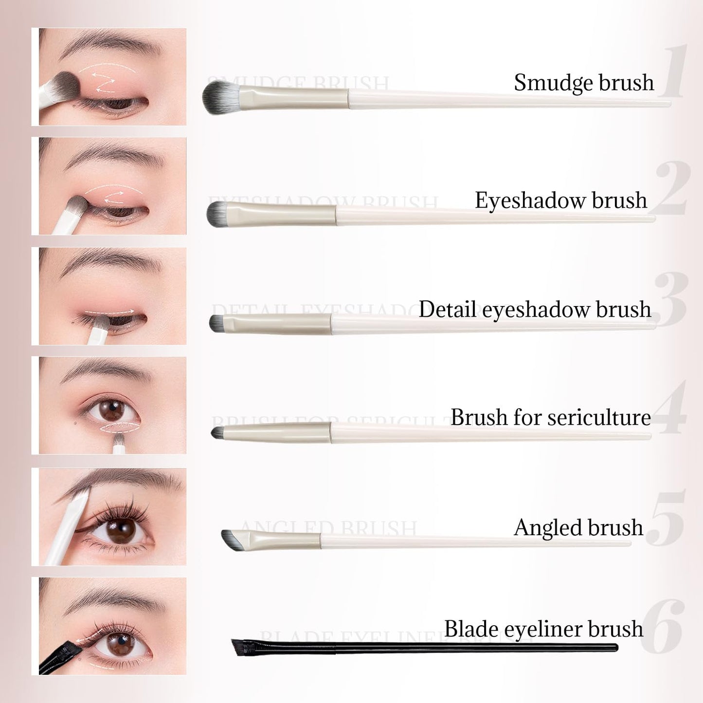 6Pcs Eye Makeup Brush Set, Soft Hairs Eyeshadow Kit, Professional Eyes for Concealer Eyebrows Eyeliner Highlighter with Snap-On Case, Beginner Friendly