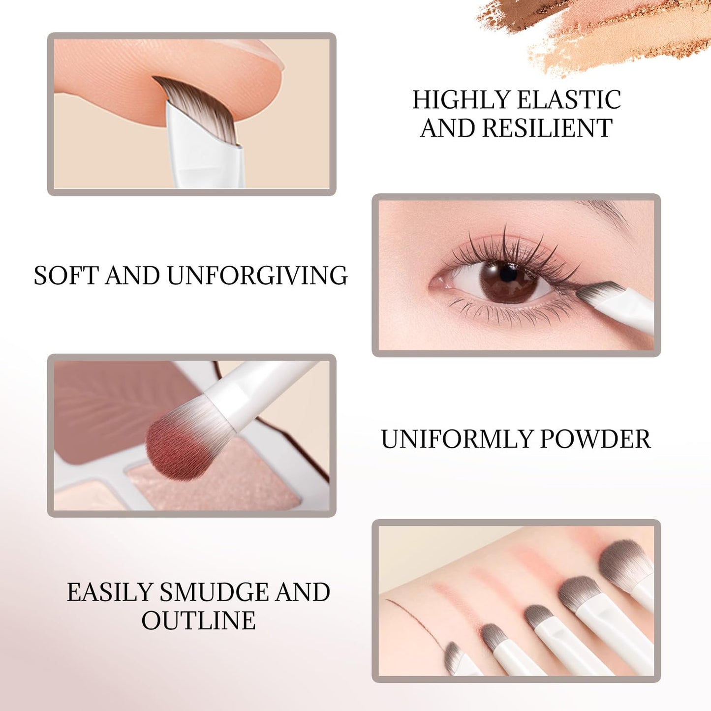 6Pcs Eye Makeup Brush Set, Soft Hairs Eyeshadow Kit, Professional Eyes for Concealer Eyebrows Eyeliner Highlighter with Snap-On Case, Beginner Friendly