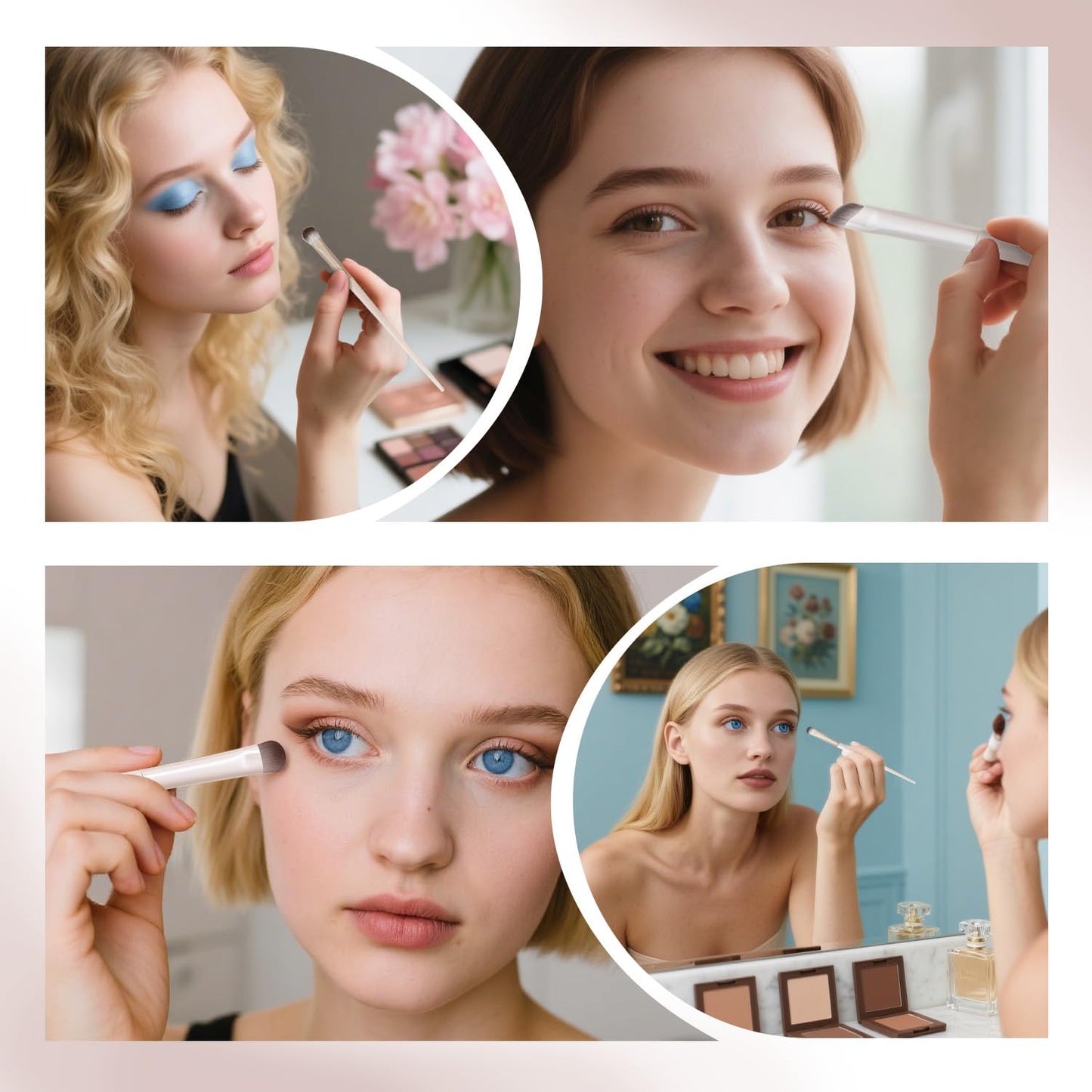 6Pcs Eye Makeup Brush Set, Soft Hairs Eyeshadow Kit, Professional Eyes for Concealer Eyebrows Eyeliner Highlighter with Snap-On Case, Beginner Friendly