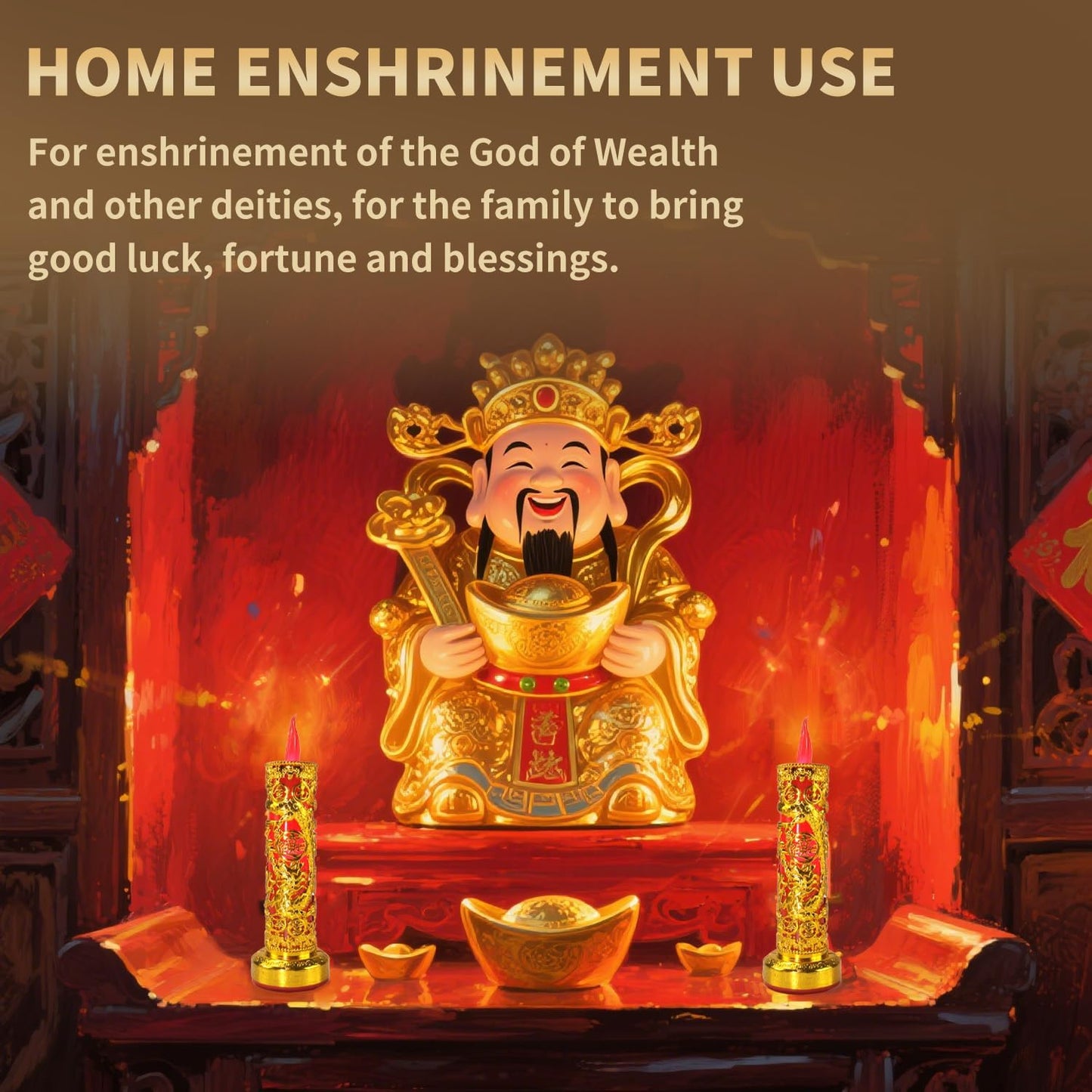 2pcs Chinese Buddhist Flameless LED Candle Lamp - Traditional Red Lantern Design, Retro Light for Meditation, Altar & Feng Shui Décor