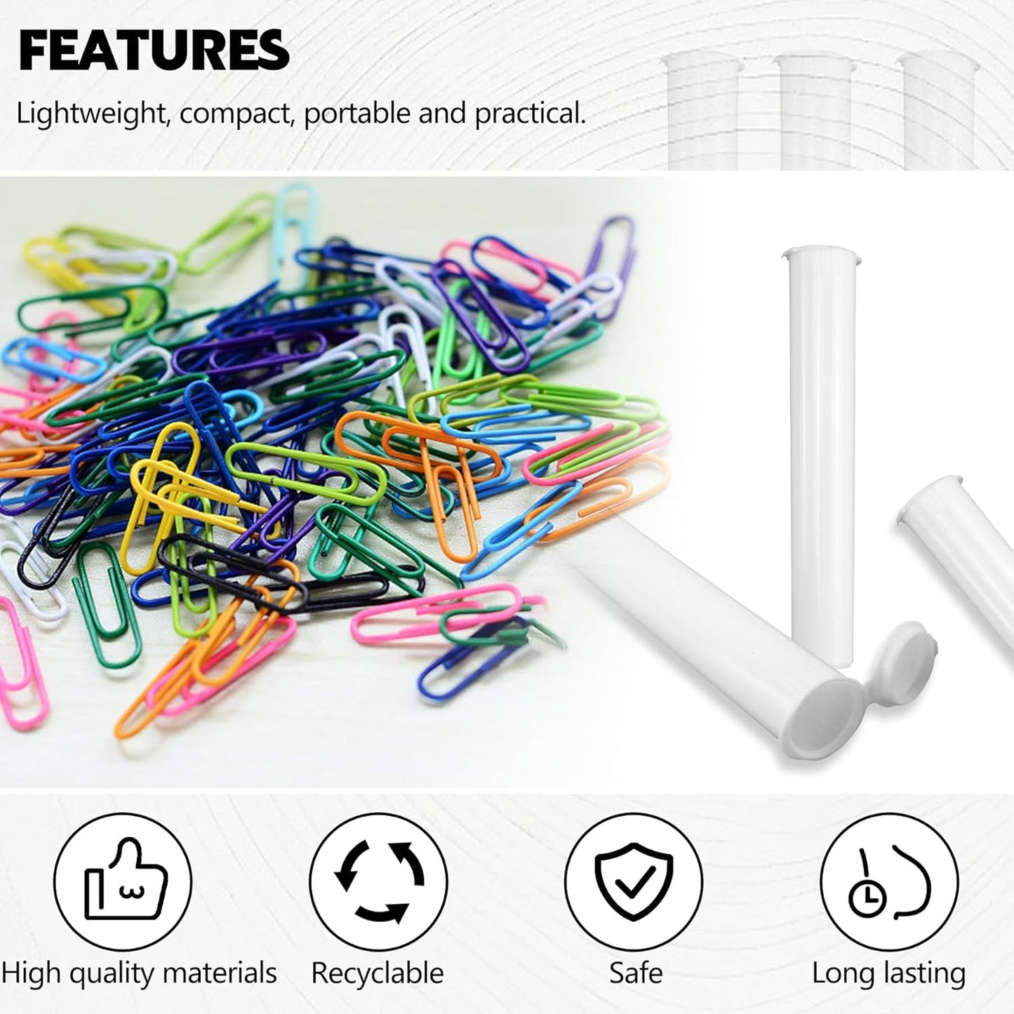 116mm 6pcs Waterproof Cigarette Storage Tubes Squeeze Bottles with Caps Airtight Sealing Plastic Container Protect Pre-Roll Cigarettes Cigarillos (White)